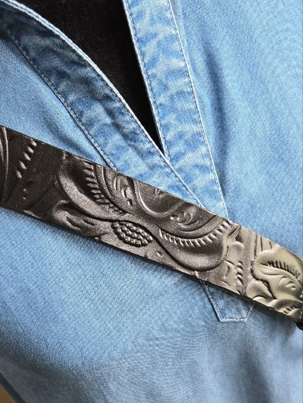 Patricia Nash Embossed Leather Belt with Silver Buckle